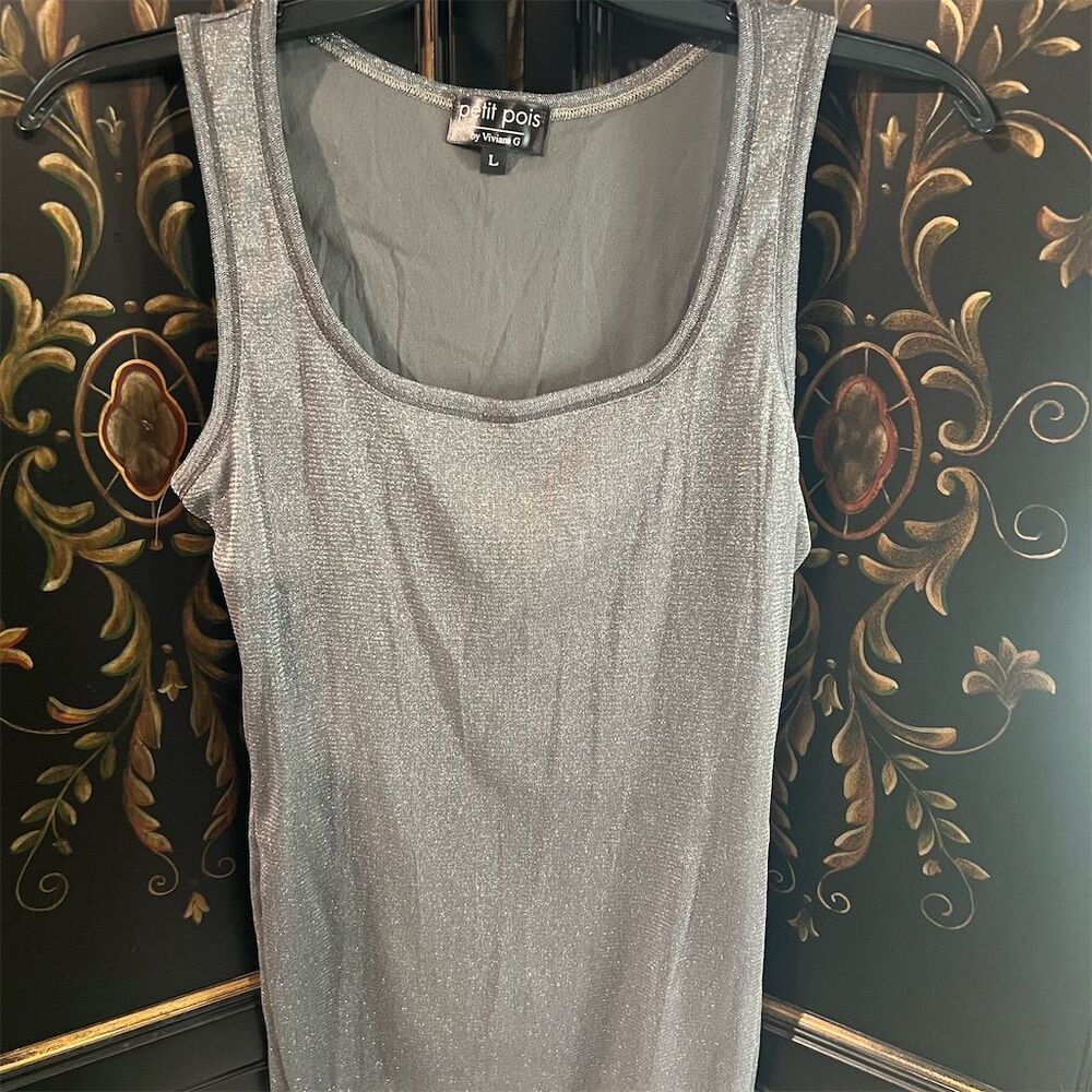 Petit Pois Women's Gray Double Layer Tank Top Size L NWT